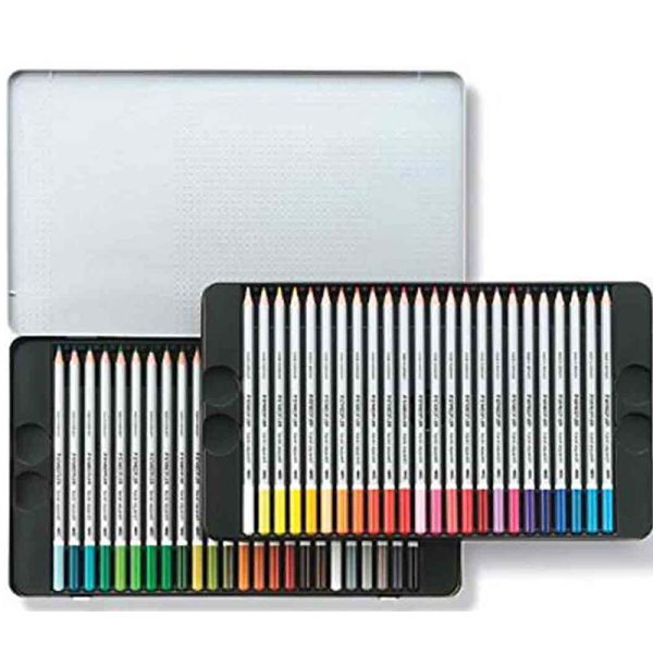 مداد آبرنگی جعبه فلز 48 رنگ استدلر کارات آکوارل کد 125M48