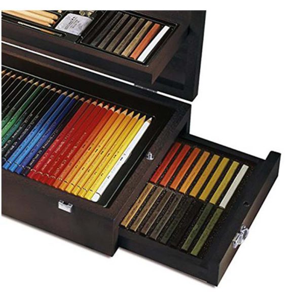 مداد رنگی پلی کروموس جعبه ماهگونی 108 رنگ فابر کاستل کد 23110086