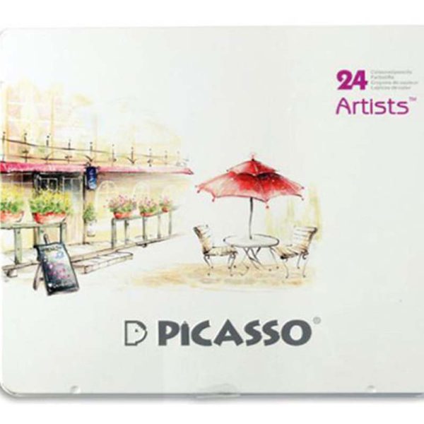 مداد رنگی 24 رنگ پیکاسو جعبه فلزی مدل Artists