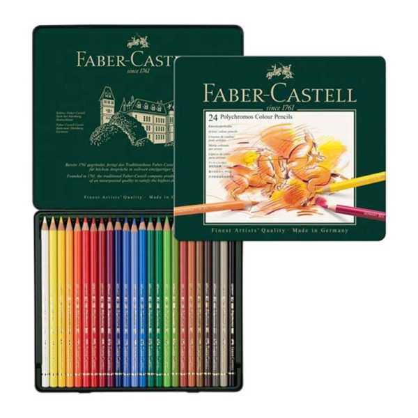 مداد رنگی 24 رنگ پلی کروم فابر کاستل جعبه فلزی کد 23110024