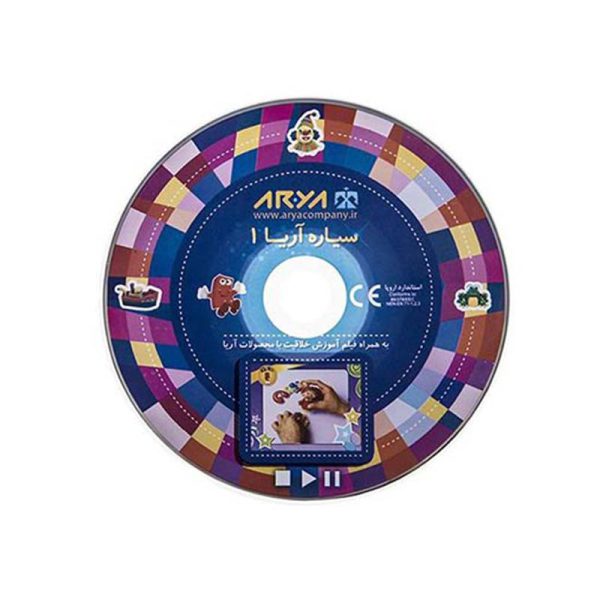خمیر بازی 12 رنگ آریا سطلی همراه با ابزار و DVD آموزشی کد 1069