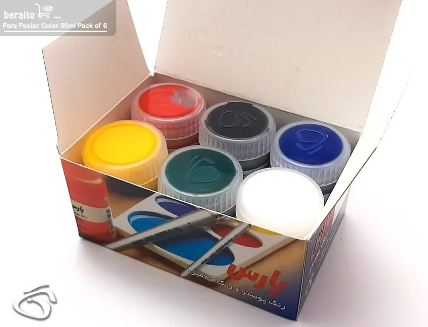 خرید گواش پارس 6 رنگ حجم 30 میلی لیتر رنگ پوستر کد 0037