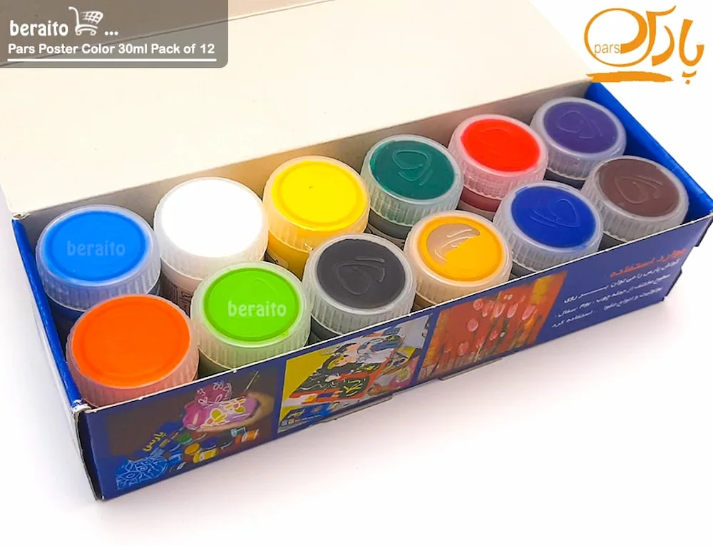 قیمت گواش پارس 12 رنگ حجم 30 میلی لیتر رنگ پوستر کد 0036