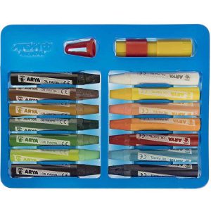 مداد شمعی آریا بسته 2 + 12 رنگ جعبه مقوایی کد 2027