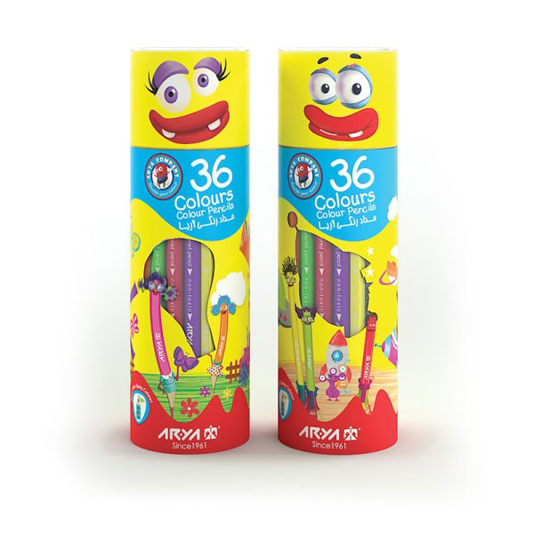 مداد رنگی 36 رنگ آریا جعبه استوانه ای مدل 3053