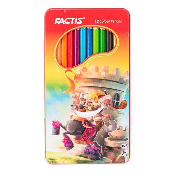 مداد رنگی 12 رنگ فکتیس جعبه فلزی