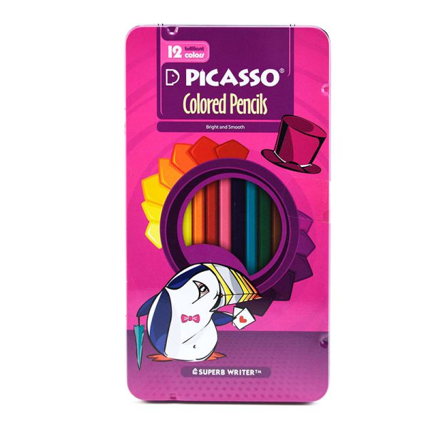 مداد رنگی پیکاسو 12 رنگ جعبه فلزی