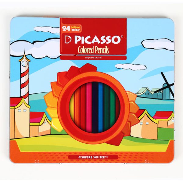 مداد رنگی پیکاسو 24 رنگ جعبه فلزی