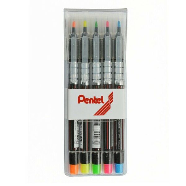 ماژیک هایلایت پنتل قلمی pentel مدل S512-5 بسته 5 رنگ