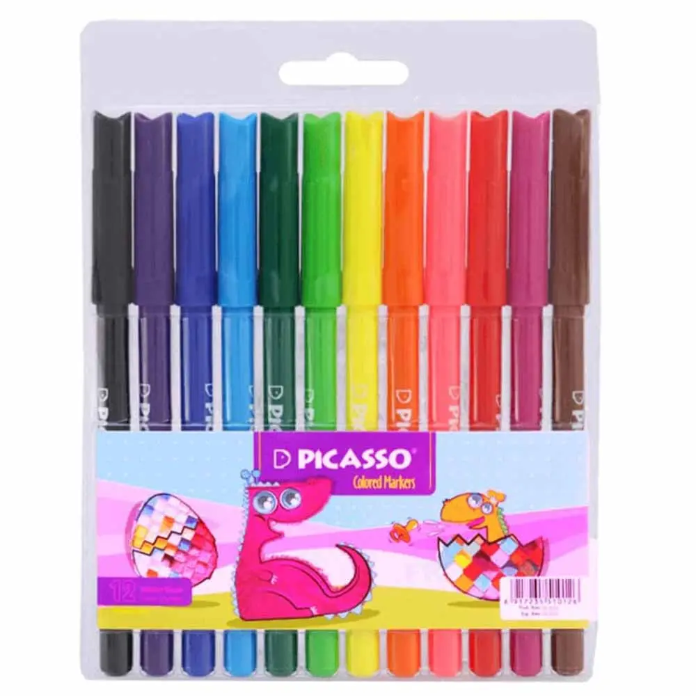 ماژیک رنگ آمیزی پیکاسو 12 رنگ مدل Fine TIP جعبه طلقی