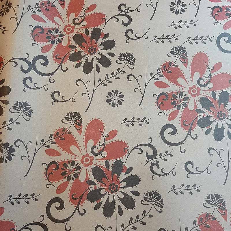 کاغذ کادو کرافت طرح گل کد 8