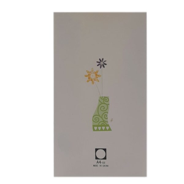 کارت پستال برجسته اکلیلی فانتزی طرح گلدان همراه با پاکت کد A4-03