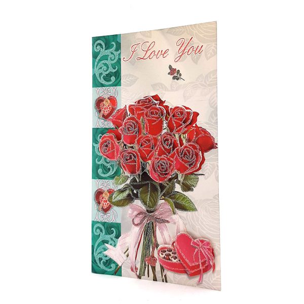 کارت پستال برجسته اکلیلی فانتزی طرح گل رز همراه با پاکت کد H22-07