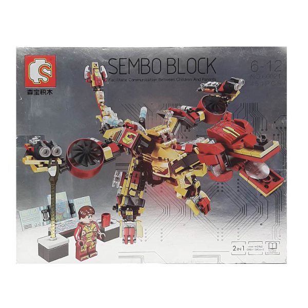 لگو 2 در 1 طرح Iron Man کد 60021 مدل MK42 SEMBO BLOCK با 451 تکه