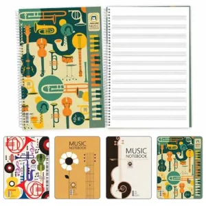 دفتر نت موسیقی 5 خط سیمی نهال طرح کلاسیک سایز A4 کد 9771