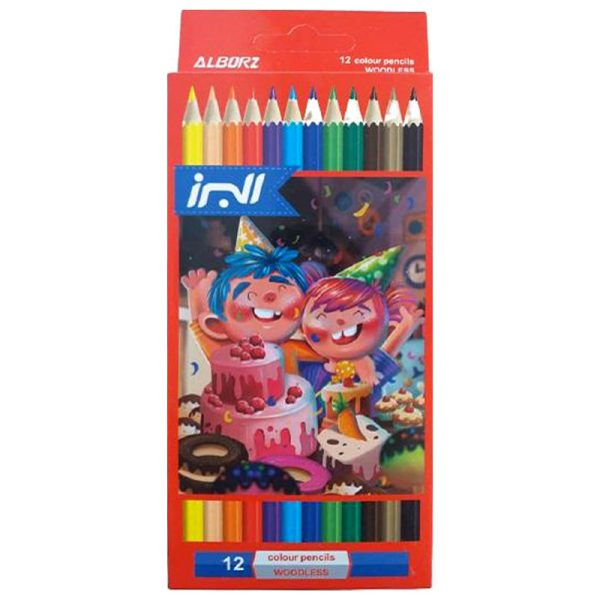 مداد رنگی 12 رنگ البرز جعبه مقوایی مدل WOODLESS