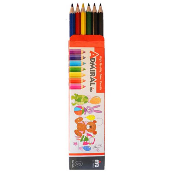 مداد رنگی 6 رنگ آدمیرال جعبه مقوایی مدل MDF