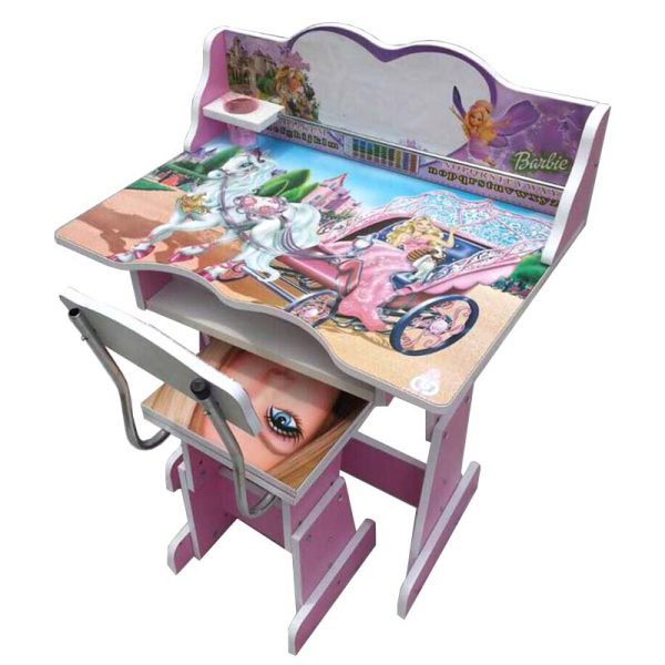 میز و صندلی تحریر کودک طرح باربی مدل MDF