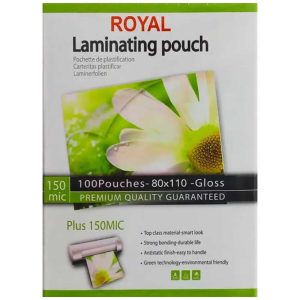 طلق پرس کارت 8 × 11 سانتی متر 150 میکرون رویال Royal خارجی بسته 100 عددی