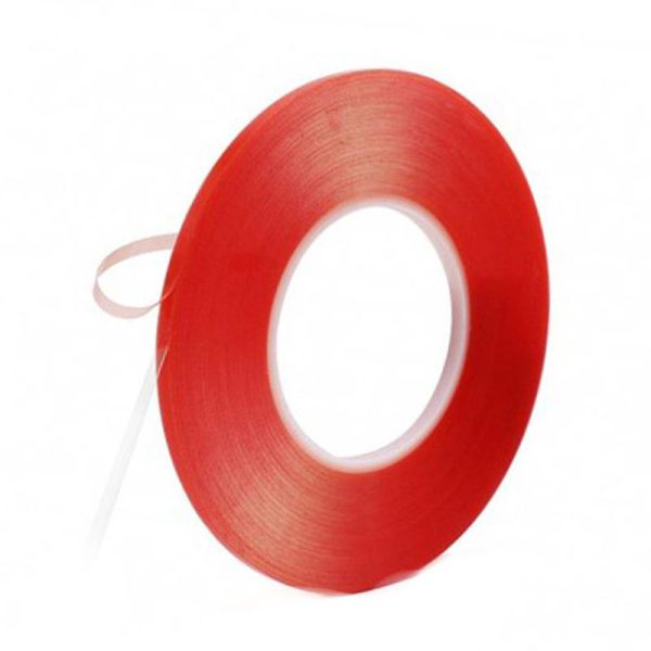 چسب دو طرفه بی رنگ عرض 0.5 سانت مدل روکش قرمز