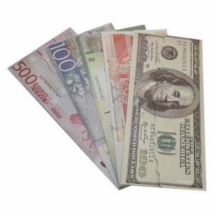 پاکت پول طرح دلار و ارزهای رایج بسته 100 عددی