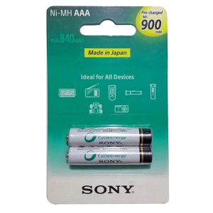 باتری شارژی نیم قلمی سونی مدل Sony NI-MH AAA 900mAh (جفتی)