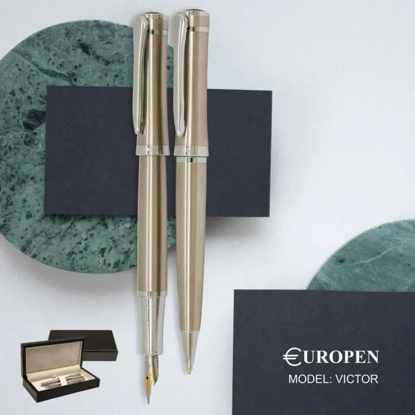 ست خودکار و خودنویس یوروپن مدل EUROPEN VICTOR بدنه استیل
