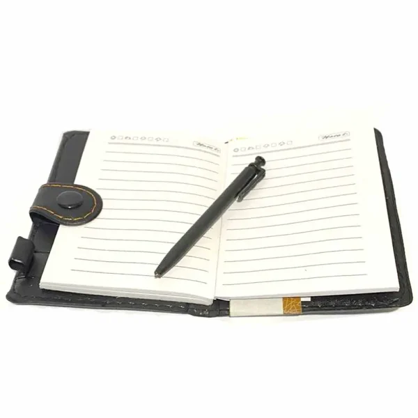 دفترچه یادداشت جلد چرمی جیبی همراه با خودکار
