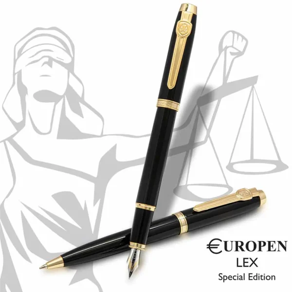 ست خودکار و خودنویس یوروپن مدل EUROPEN LEX بدنه مشکی گیره طلایی