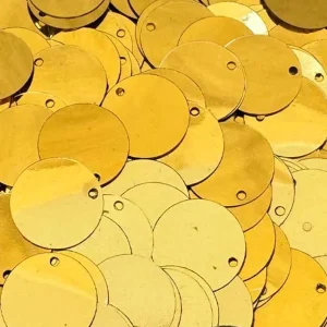 پولک سکه ای 15 میل طلایی بسته 25 گرمی
