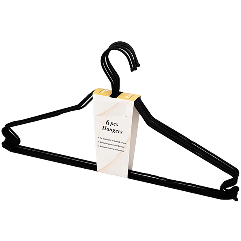 چوب لباسی فلزی مشکی مدل لوکس بسته 6 عددی