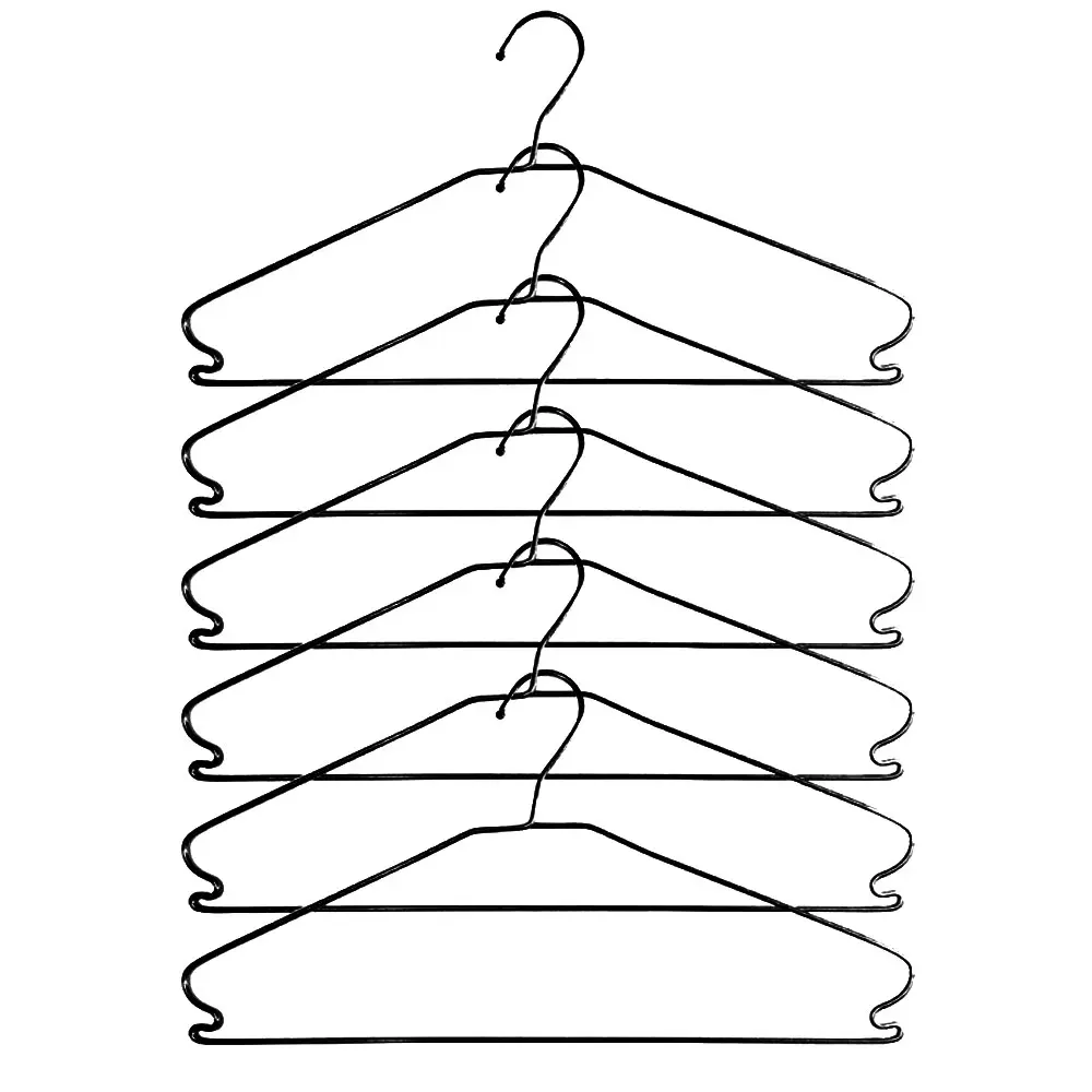 خرید چوب لباسی فلزی مشکی مدل لوکس بسته 6 عددی
