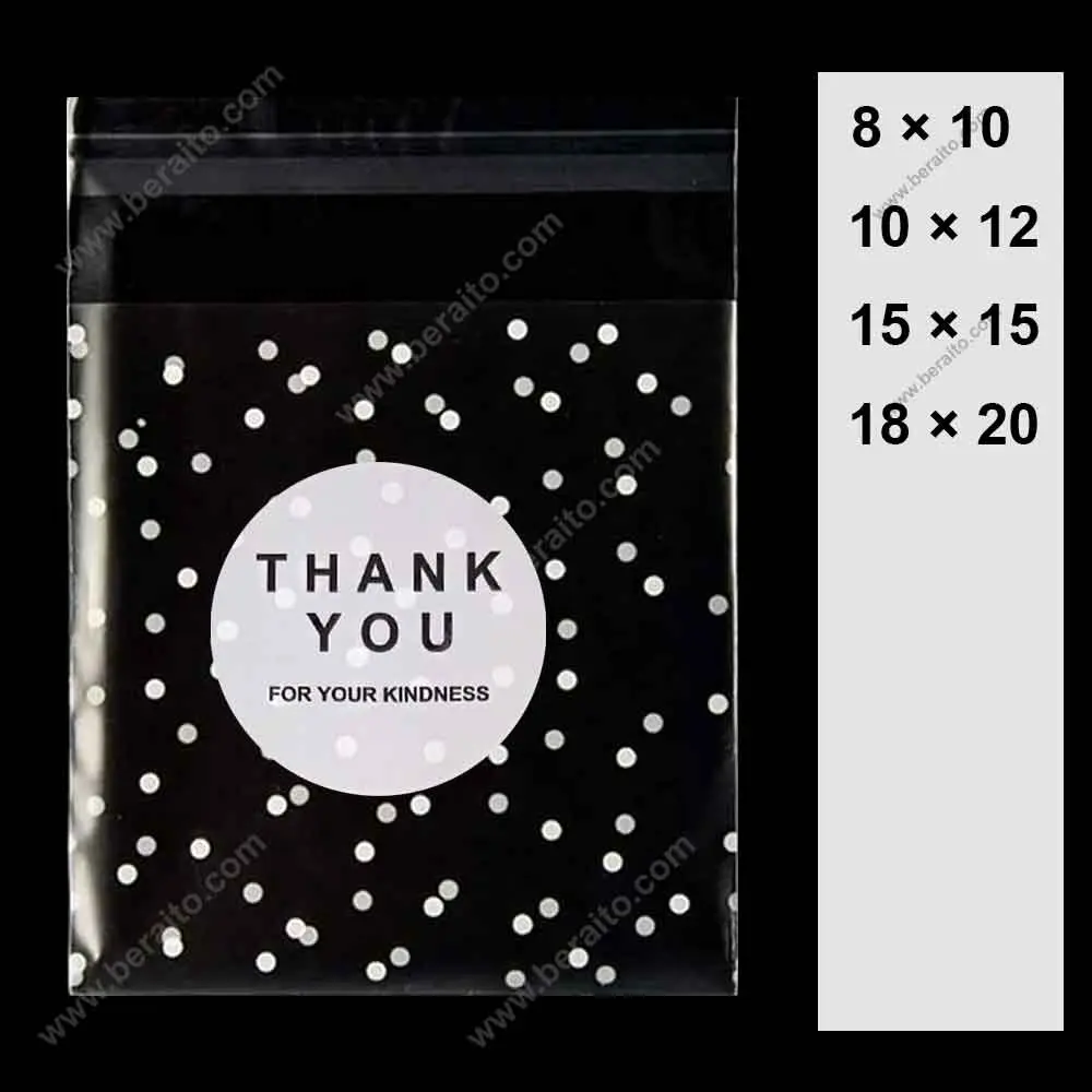 سلفون لبه چسب دار شفاف طرح THANK YOU (سایز بندی) بسته 1 کیلویی