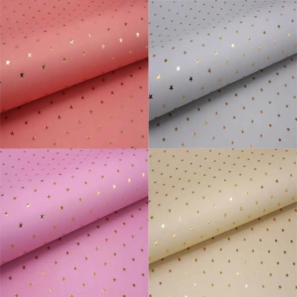 خرید کاغذ کادو گلاسه طلاکوب طرح ستاره بسته 50 برگی