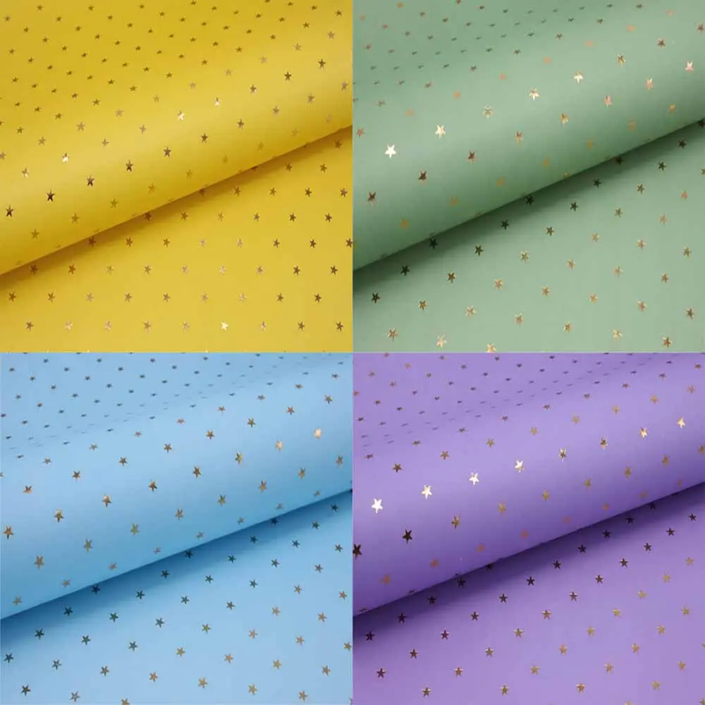 کاغذ کادو گلاسه طلاکوب طرح ستاره بسته 50 برگی