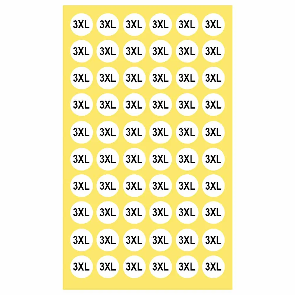 برچسب سایز لباس 3XL بسته 100 برگی