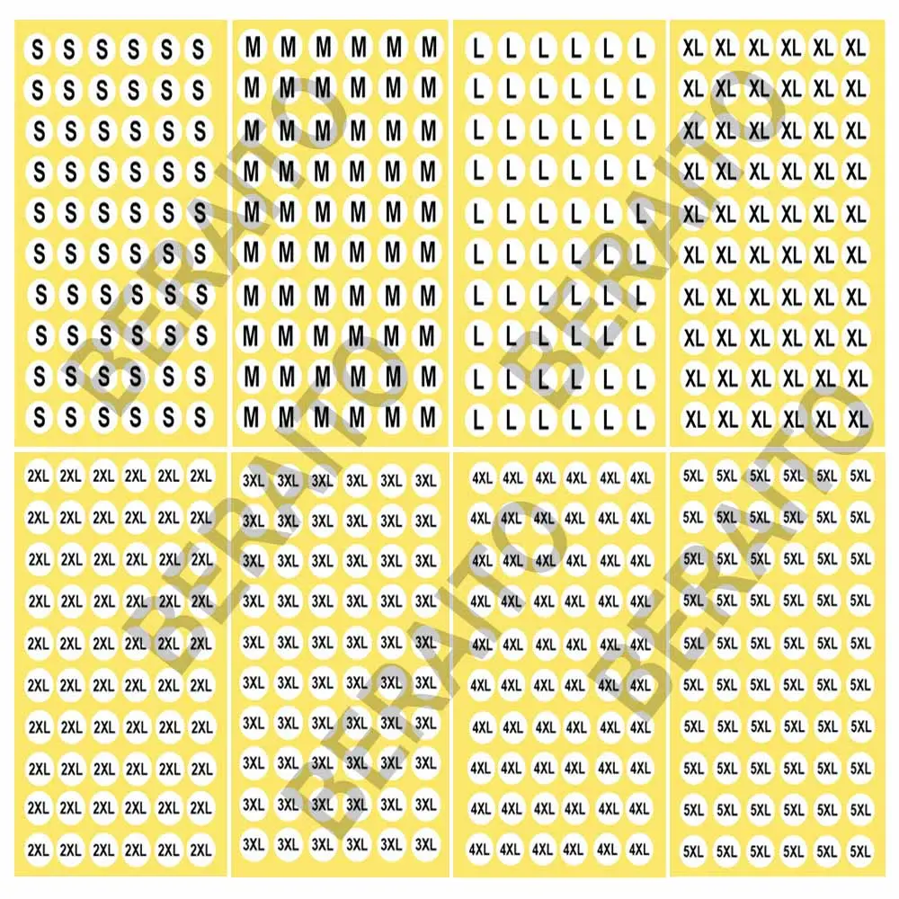برچسب سایز بندی لباس بسته 100 برگی