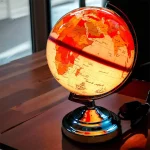 کره جغرافیایی سایز 20 چراغ دار پایه فلزی ساده مدل ایده 107