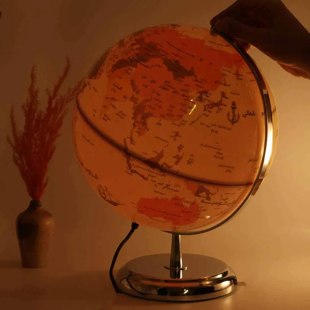 خرید کره جغرافیایی سایز 30 چراغ دار دکوراتیو پایه فلزی مدل ایده 129