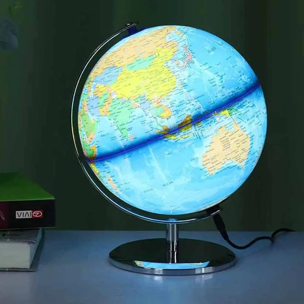 کره جغرافیایی سایز 30 چراغ دار دکوراتیو پایه فلزی مدل ایده 129